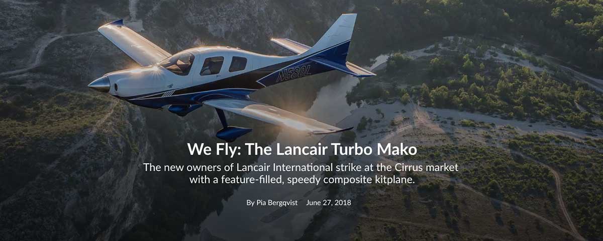 Cover of FLYING magazine with Lancair Mako in air