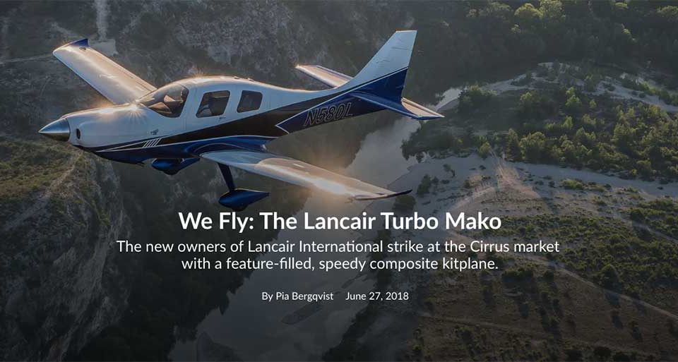 Cover of FLYING magazine with Lancair Mako in air