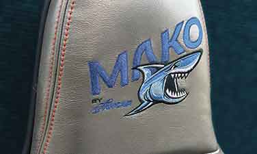 Mako logo embroidered on seat back