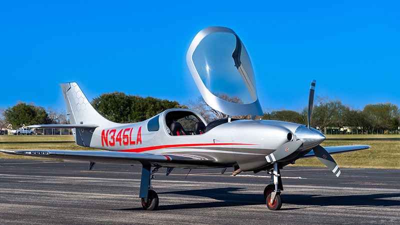 N345LA open canopy on ramp